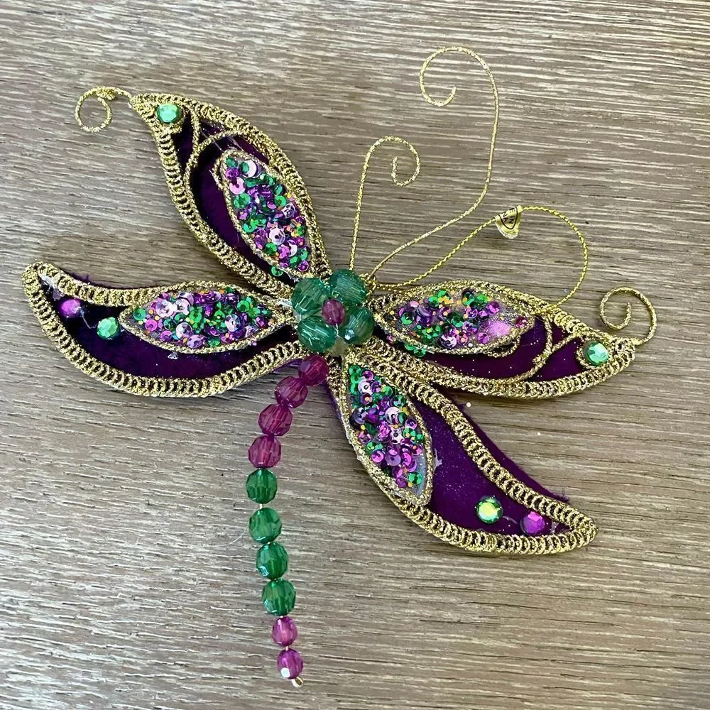Dragonfly Sequin Beaded Christmas Ornament